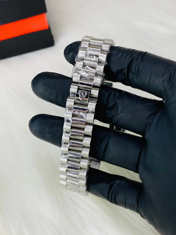 RLX Men Stone Model Date Just Stainless Steel - SILVER