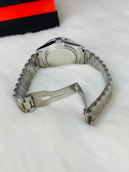 RLX Men Stone Model Date Just Stainless Steel - SILVER